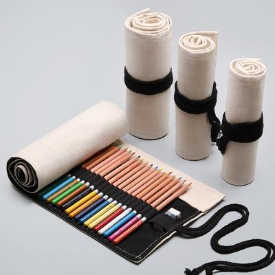 Canvas Pen Bag 12/24/36/48/72/108Holes Pen Case Thick Stationery Organizer  School Office