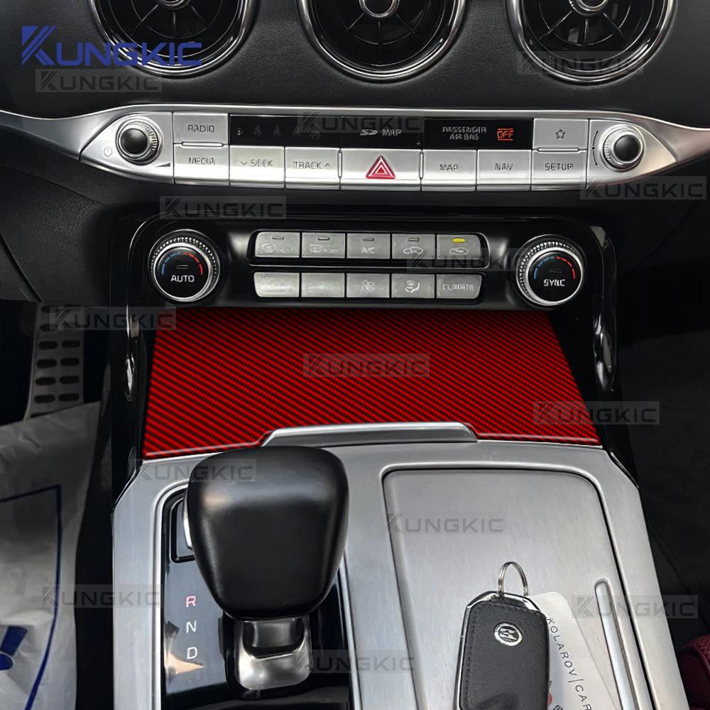 Real Soft Carbon Fiber Sticker For Kia Stinger 2019 2020 2025 2025 2025 LHD Car Gear Shift Storage Box Interior Accessories
