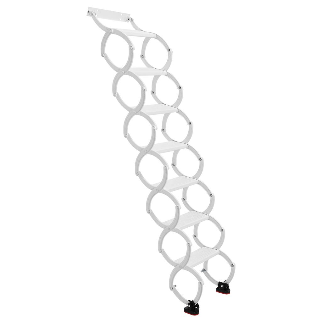 5-8 Steps Wall Mounted Invisible Telescoping Attic Stairs Anti-Slip Steps Retractable Ladder 49in-78in Vertical Height for Home