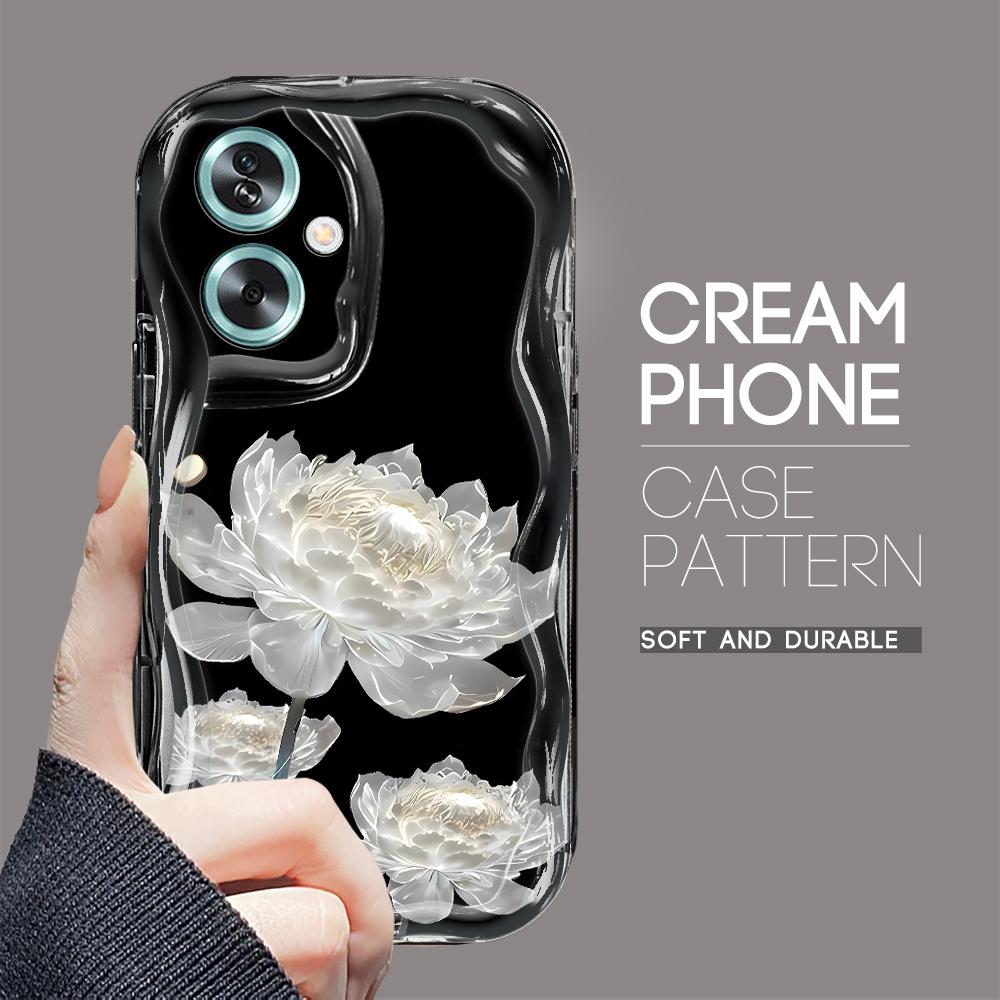 Roztomilý kreslený vzor s krémovou texturou Pouzdro s vlnitým okrajem, měkký silikonový kryt, pouzdro na telefon OPPO Reno Realme