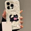 Kawaii Cute Black Cat Pink Bow Phone Case for iPhone 17 16 15 Pro 14 11 12 13 Pro Max Air 15 16 Plus Soft TPU Protective Cover