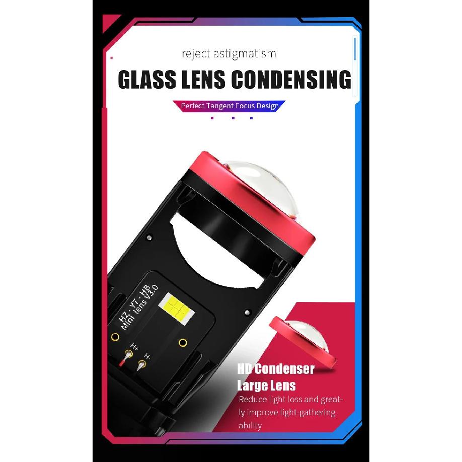 2PC Y7 Automotive LED Headlamps H4 Lens Super Bright Tangent Focusing High and Low Range Integrated LED Automotive Headlamps