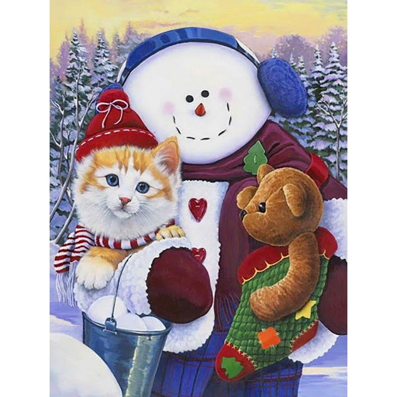 5D Diamond Painting Cartoon Snowman Diamond Embroidery Snow Scene Cross Stitch Full Round Drill Home Decor Christmas Gift