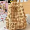 Schoolbag Vintage Versatile Plaid School Bag Junior High School Large Capacity College Student Class Commuter Backpack Travel Lightweight