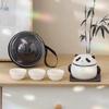 Kaaipee Tea Cute For 3 Teapot Chinese Tea Ceramic Tea Cup Set with Storage Travel Tea Portable Tea Utensils Set, Panda, People, Set, Utensil, Cup,