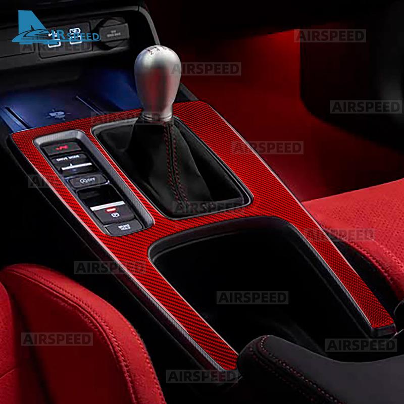 Für Honda Civic Type R 11. FL5 2024 2025 Echter weicher Kohlefaser-Aufkleber LHD RHD Auto-Schaltknauf-Panel Innenverkleidung