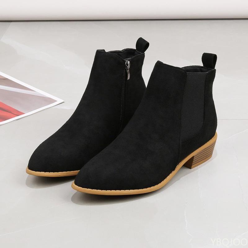 Autumn new fashionable versatile thick heel high-heeled women's boots comfortable round toe side zipper women's boots