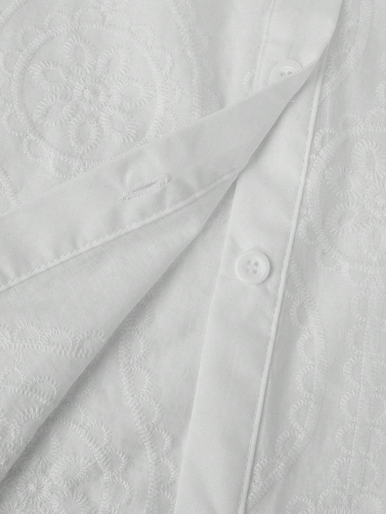 2026 Spring/Summer Women's Elegant Hollow Embroidery Long Sleeve Shirt with Lapel