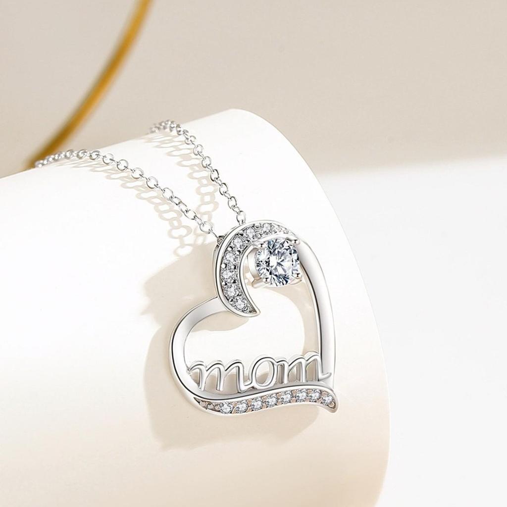 Mother's Day Gift Women MOM Letter Necklace Exquisite Rhinestone Clavicle Chain Fashionable Versatile High End Jewelry