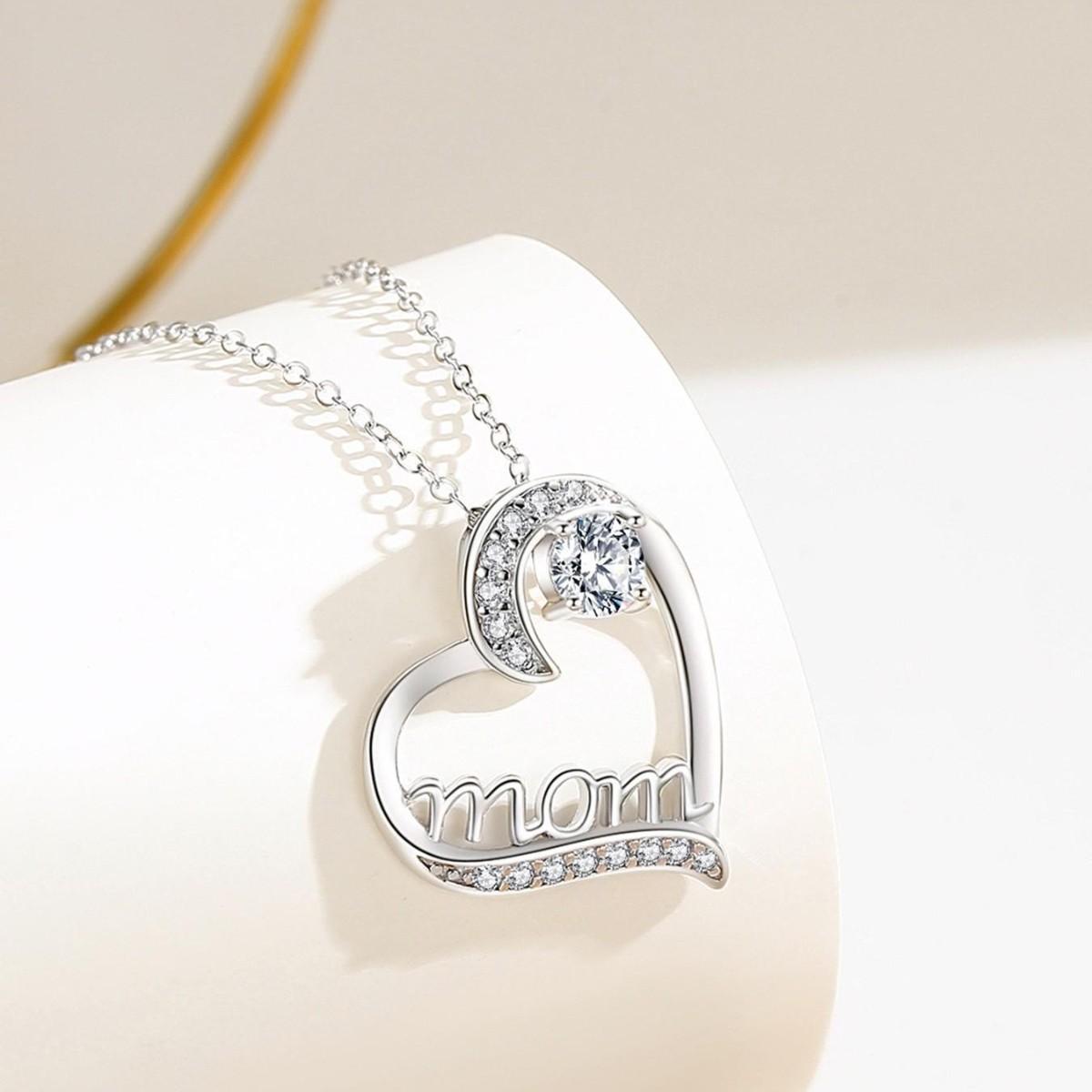 Mother s Day Gift Women MOM Letter Necklace Exquisite Rhinestone Clavicle Chain Fashionable Versatile High End Jewelry