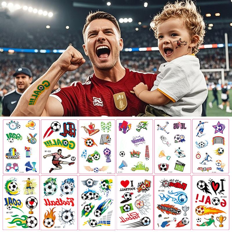 Sports Theme Tattoo Sticker Football Game Fans Luminous Temporary Tattoo Stickers Waterproof Party Makeup Face Stickers