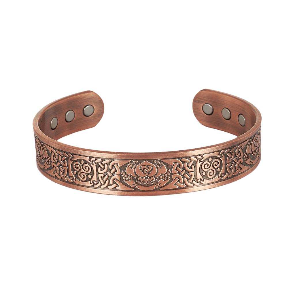 Vinterly Pure Copper Bracelets Vintage Viking Yggdrasil 15mm Adjustable Cuff Bangles Health Energy High Magnet Jewelry Resizable