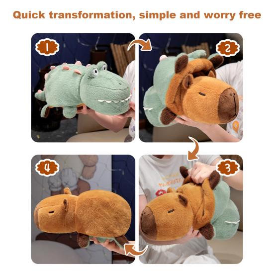 Capybara Stuffed Animal 2-in-1 Reversible Plush Toy Crocodile Capybara Pillow Soft Cotton Capybara Toys