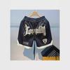 "2024 Men's Hong Kong Style Casual Summer Shorts - Youth Loose Fit with Letter Fashion Label"