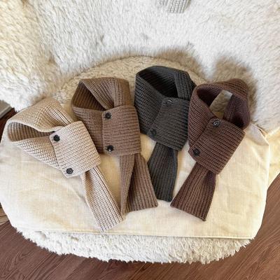 Écharpe Tricotée Enfant Hiver Mignonne Garde au Chaud Protection Cou Écharpe à Bouton