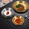 4Pcs Round Golden Plate Rust-Proof Stainless Steels Shallow Tray Plate 20/23/26/30cm Camping Plate BBQ Picnic Dishes Cookware