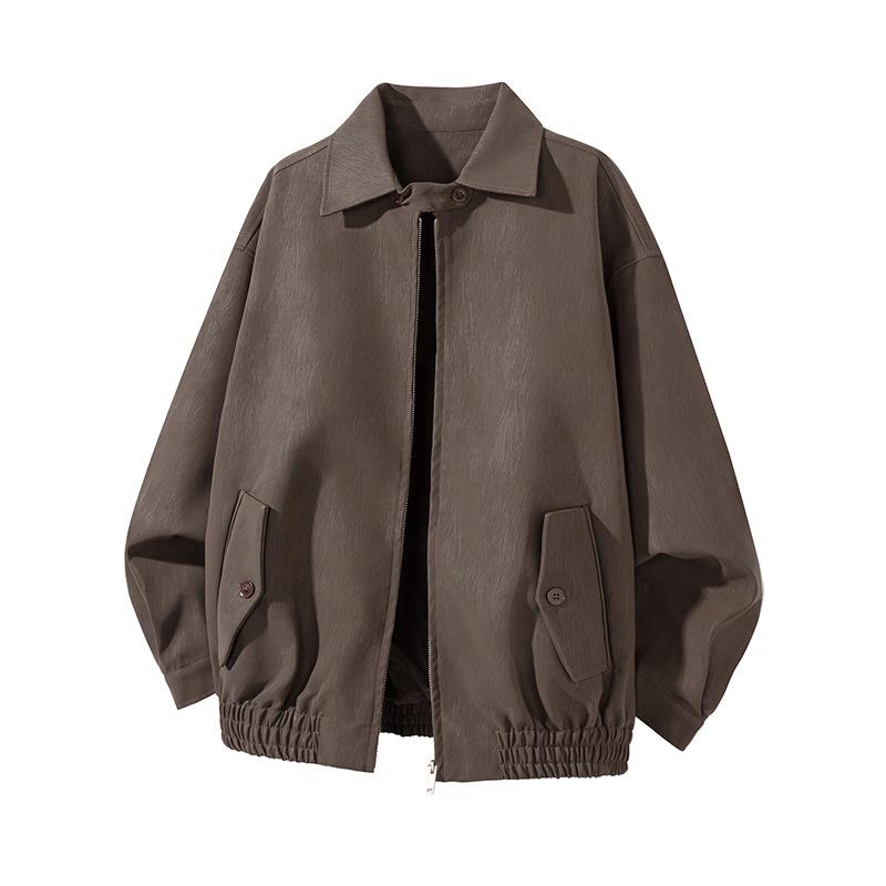 New Autumn Maillard PU Leather Jacket for Men American Zipper Cardigan Outer Jacket