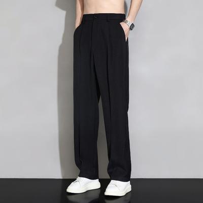 Men's New Summer Trousers Straight-leg Fashionable Loose Casual Versatile Light Luxury Drapey Elastic Waist Trousers