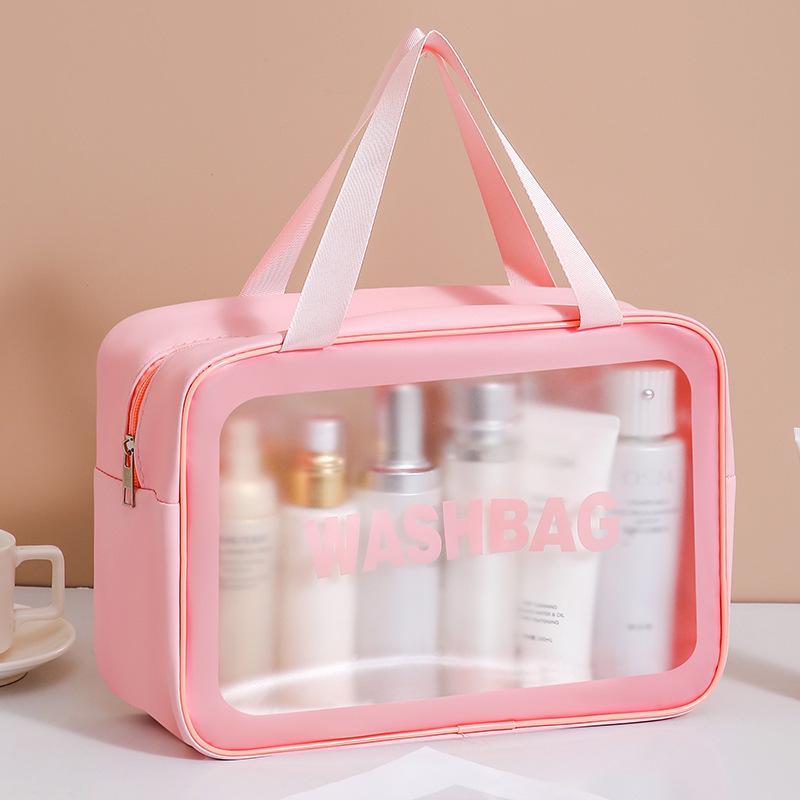 Large Waterproof Frosted Makeup Bag with Wet/Dry Separation, Portable Handheld Design
