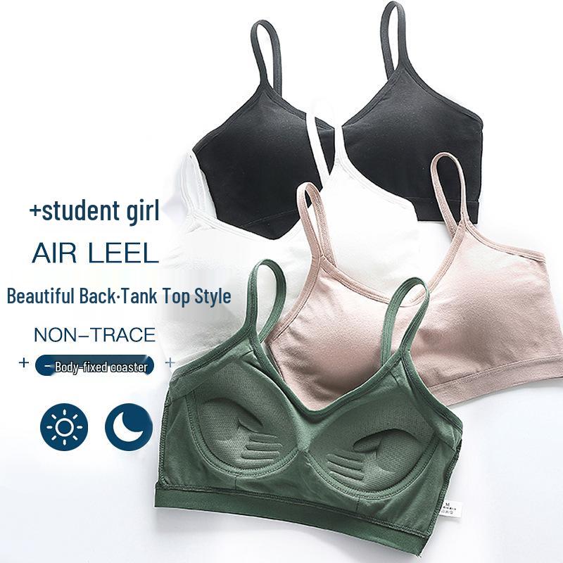 Wire-Free Pure Cotton Camisole with Chest Pad: Beautiful Back, Shockproof Fitness Yoga Bra