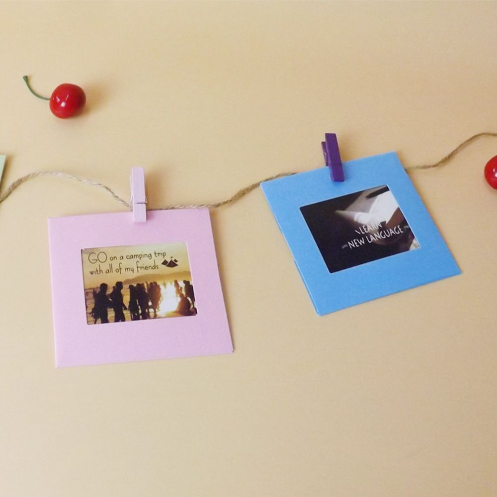Picture Art Picture Wall Hanging with Wood Clip Rope Photo Frame Paper Photo Album Frame 3Inch DIY