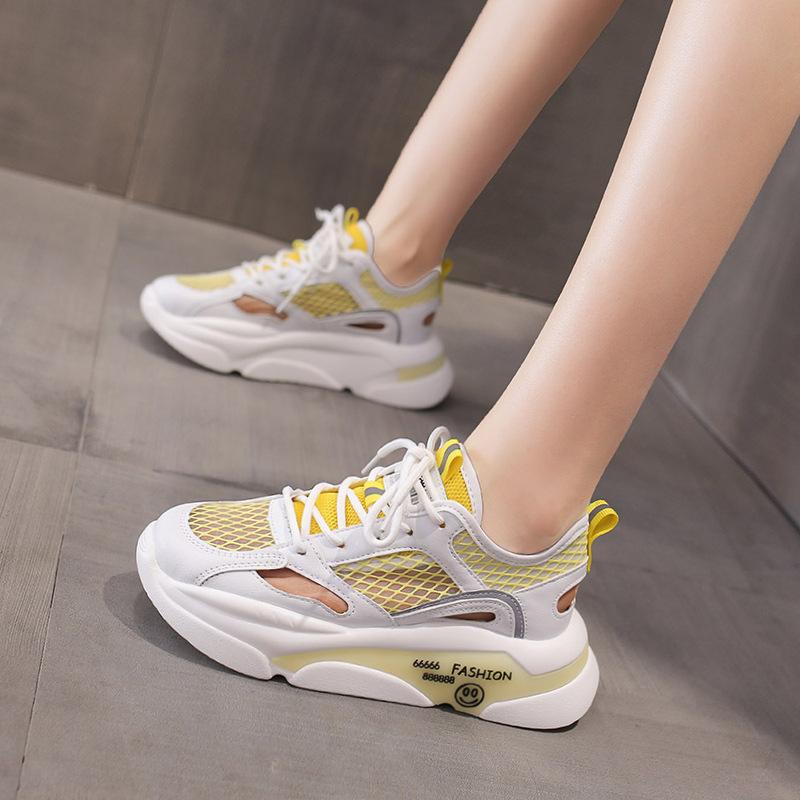 Fashion New Women's Not-peep Toe Sandals Summer Hollow Lace-up Casual Shoes Soft Platform Sneakers Women Fashion Wild Mesh Sports Shoes