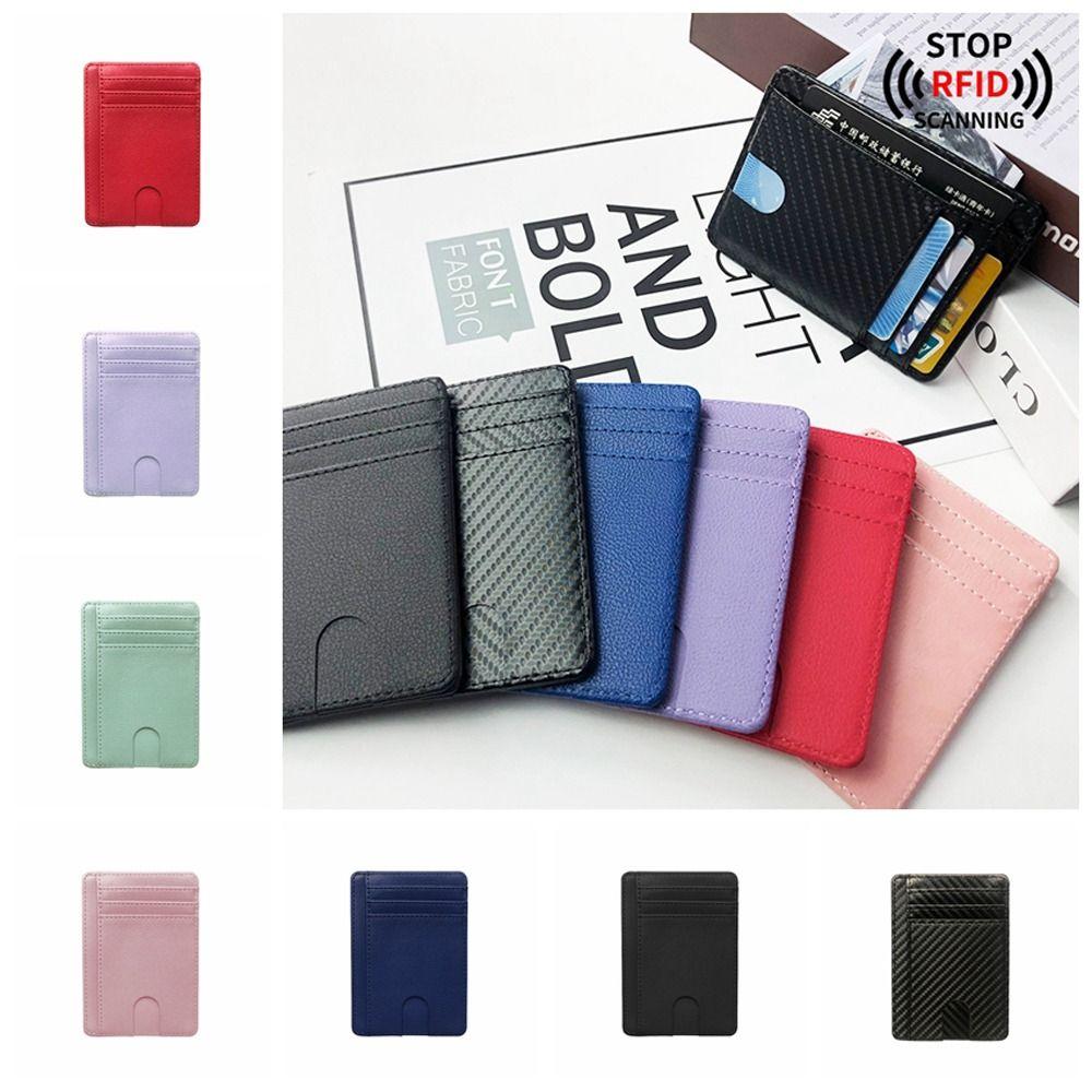 RFID Blocking PU Coin Purse 8 Slots Simple Card Case Elegant Leather Credit ID Card Holder  Travel