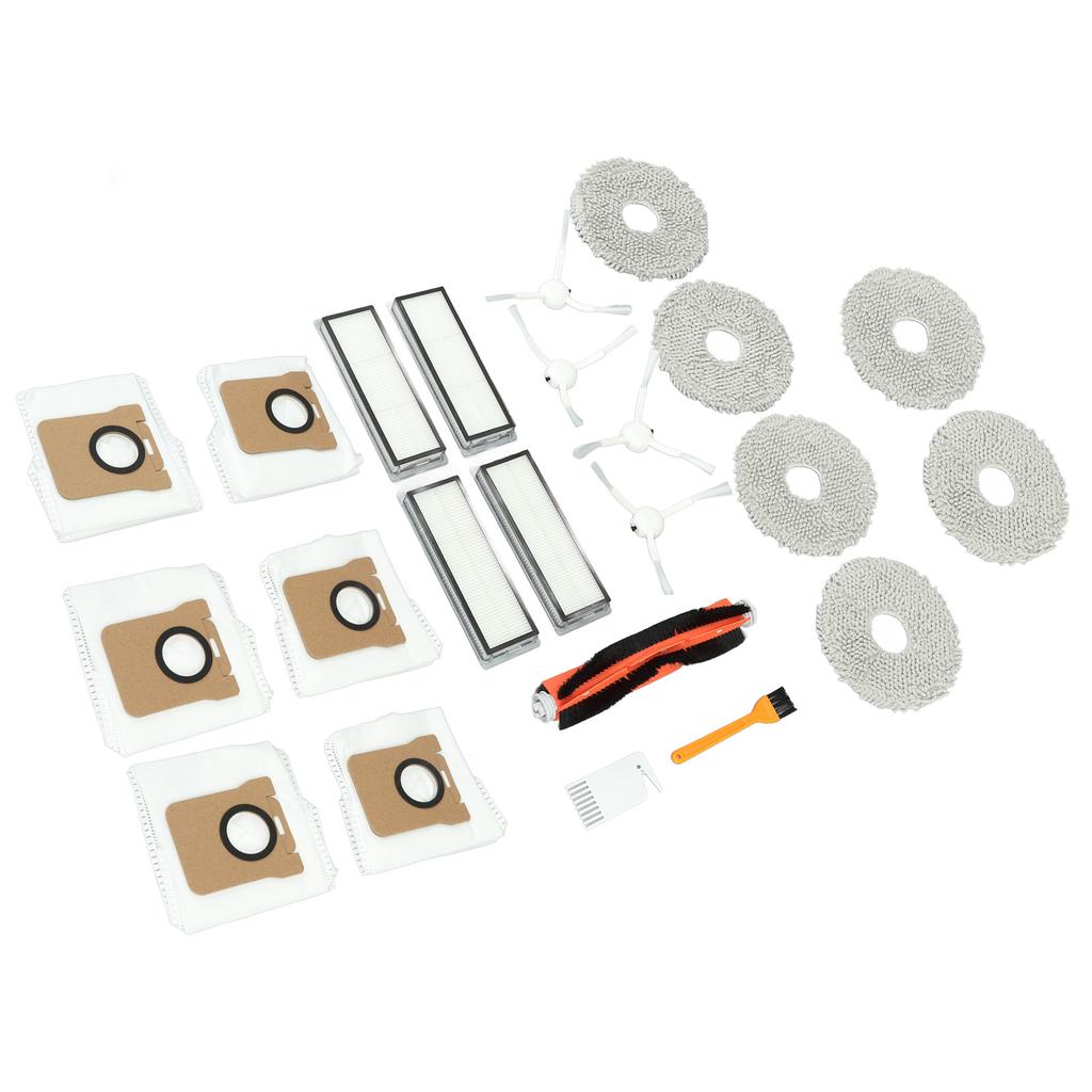 Sada příslušenství pro díly vysavače Dreame obsahuje 1 válečkový kartáč, 4 boční kartáče, 4 filtry, 6 mopů