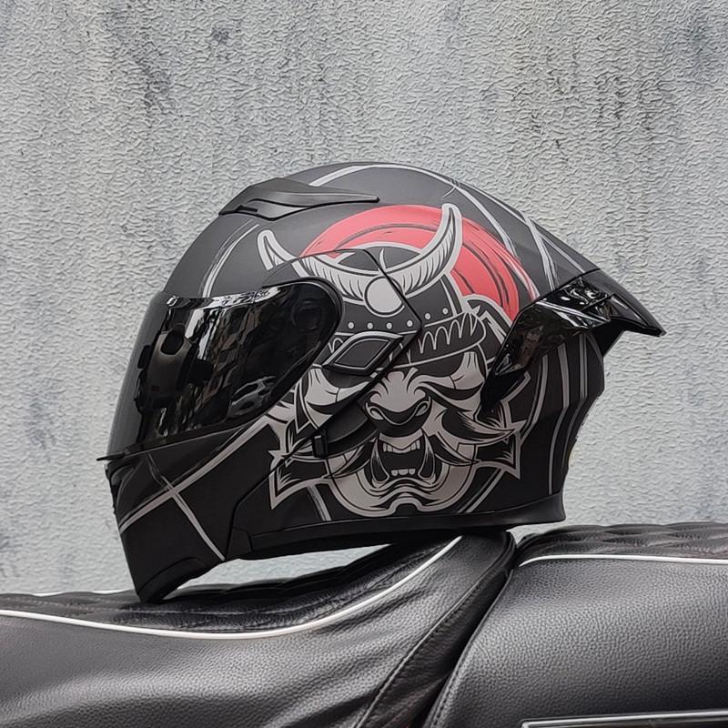 E5GOrz Flip-up Motorcycle Helmet for Men & Women – Full Face, All-Season with Bluetooth Slot, Big Tail Wing, 3C Certified