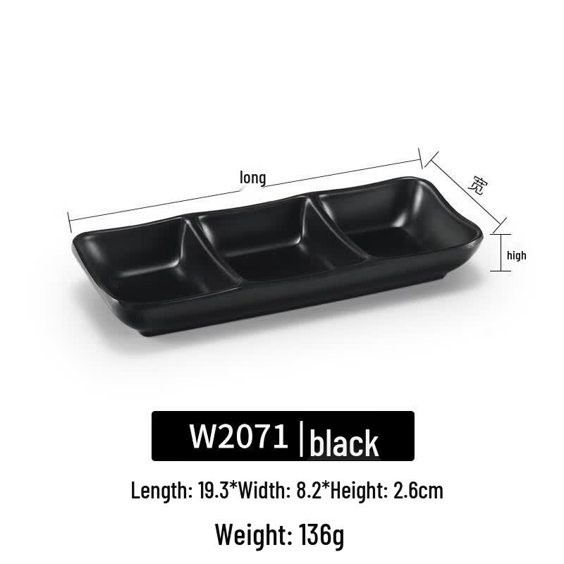 Japanese Style Melamine 3-Compartment Dipping Sauce Dish