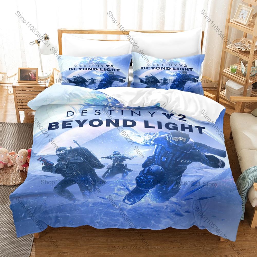 Destiny 2 Guardian Hunter Titan Warlock Space Alien Planet Sci-Fi Multiplayer Shooter Game Bedding Set Duvet Cover 2 Pillowcases