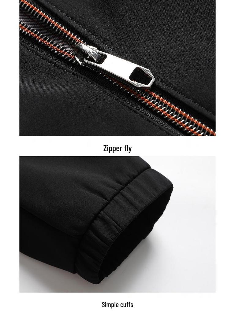 2025 Autumn/Winter Men's Cotton Business Jacket - Thick, Loose Dad Coat with Stand Collar for Casual Wear