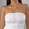Vintage Zircon Cross Pendant Necklace for Women Gold Color Glass Long Y-Shaped Long Chain Choker Girls Party Neck Jewelry Gifts