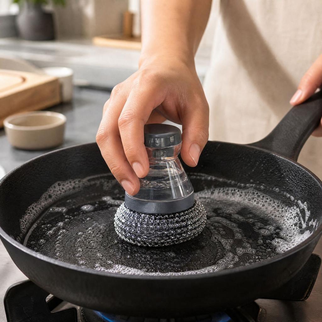 Kitchen Pot Brush with Pressure for Cleaning Pots, Pans and Cookware