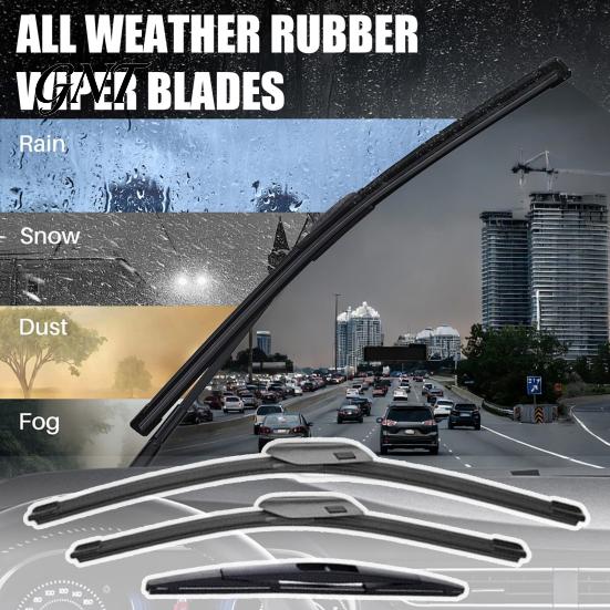 All Weather Rain Wipers 3Pcs/Set Beam Wiper Blades for Chery Tiggo 8 Plus Pro Automotive Cleaning Supplies MAX 2020-2024, 23"+18"+9" Front Rear