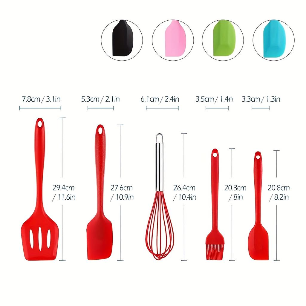 Silicone Kitchenware Cooking Utensils Set Non-stick Cookware Spatula Shovel Egg Beaters Wooden Handle Kitchen Cooking Tool Set
