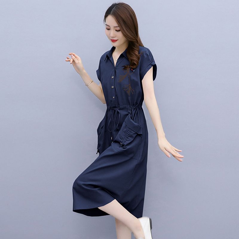Fashionable and Breathable Cotton Embroidered Plus Size Dress for Women
