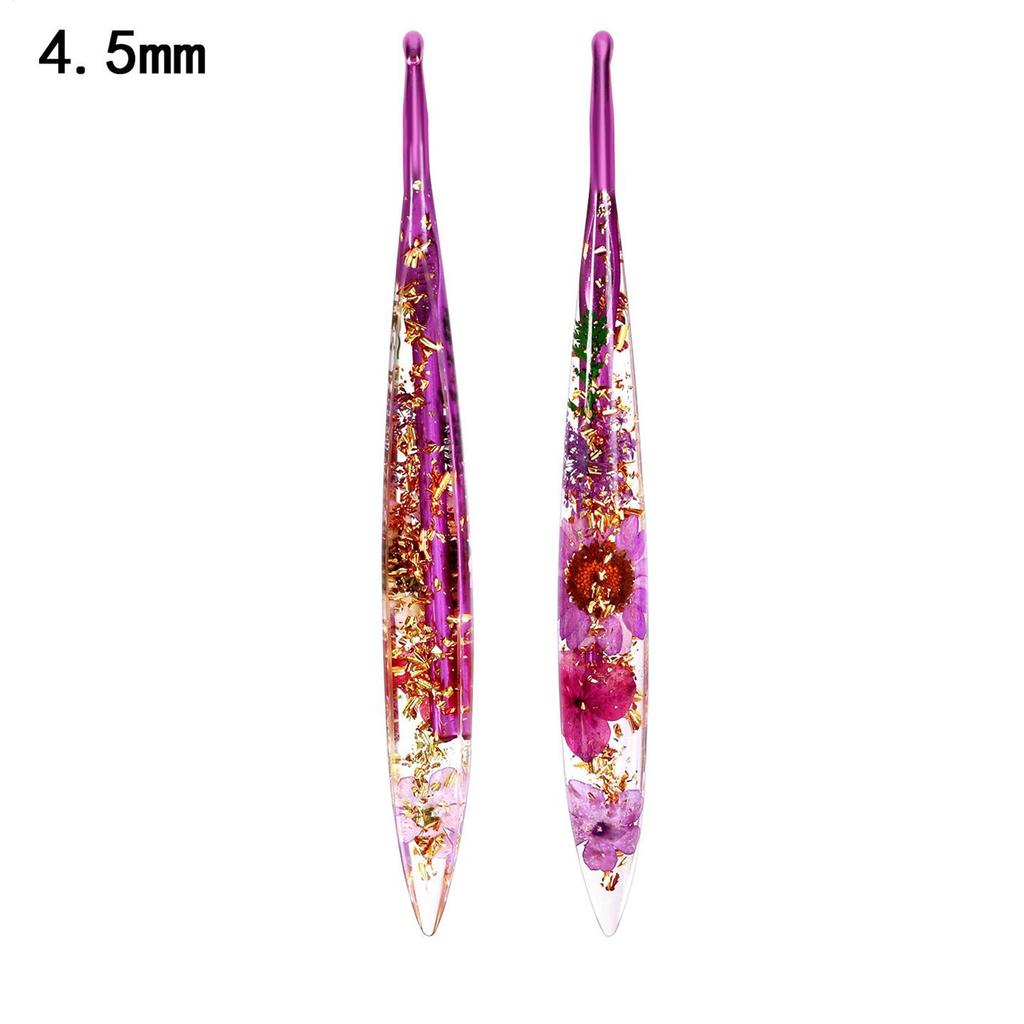 Crochet Hooks Kit 9 Pieces Resin Floral Pattern Pretty Yarn Weave Tool Knitting Needles Crochet Kit For Blanket Doll Hat Scarf