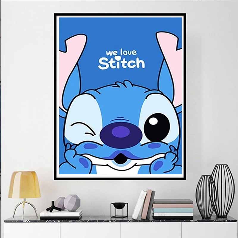 Disney Diamond Painting Stitch Cute Winking Illustration Wall Decoration Full Diamond Cross stitch DIY Gift Home Decoration