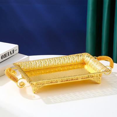 Elegancka taca na owoce w stylu retro, przenośny, antypoślizgowy, dekoracyjny talerz na przekąski na biurko
