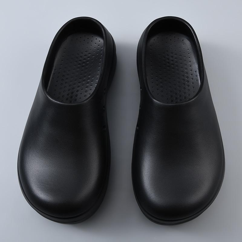 Large size 44-45 beach shoes men's chef shoes one-word sandals thick sole height increase couple