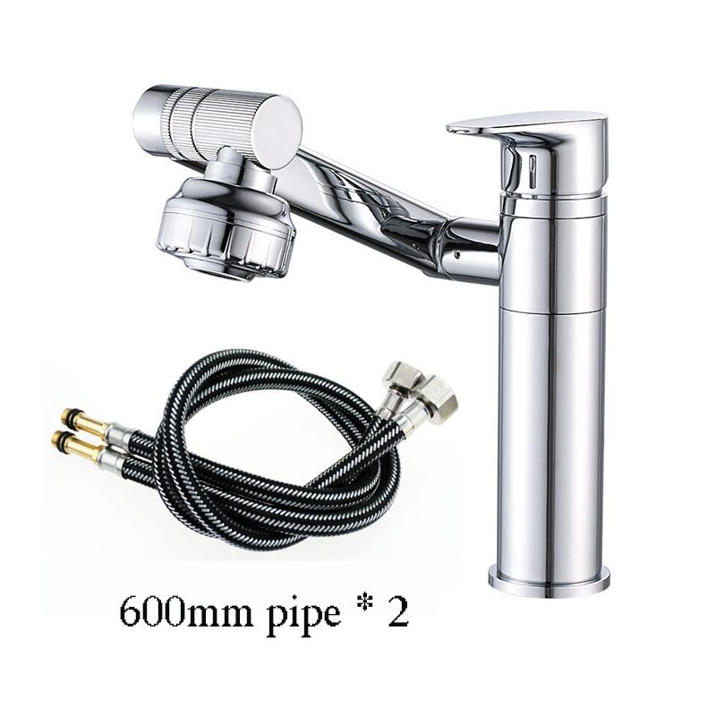 Nice 1080° Swivel Bathroom Sink Faucet Basin Faucet Mixer Deck Mounted Splash Proof Water Tap Shower Head Aerators Tapware PIPE x 2