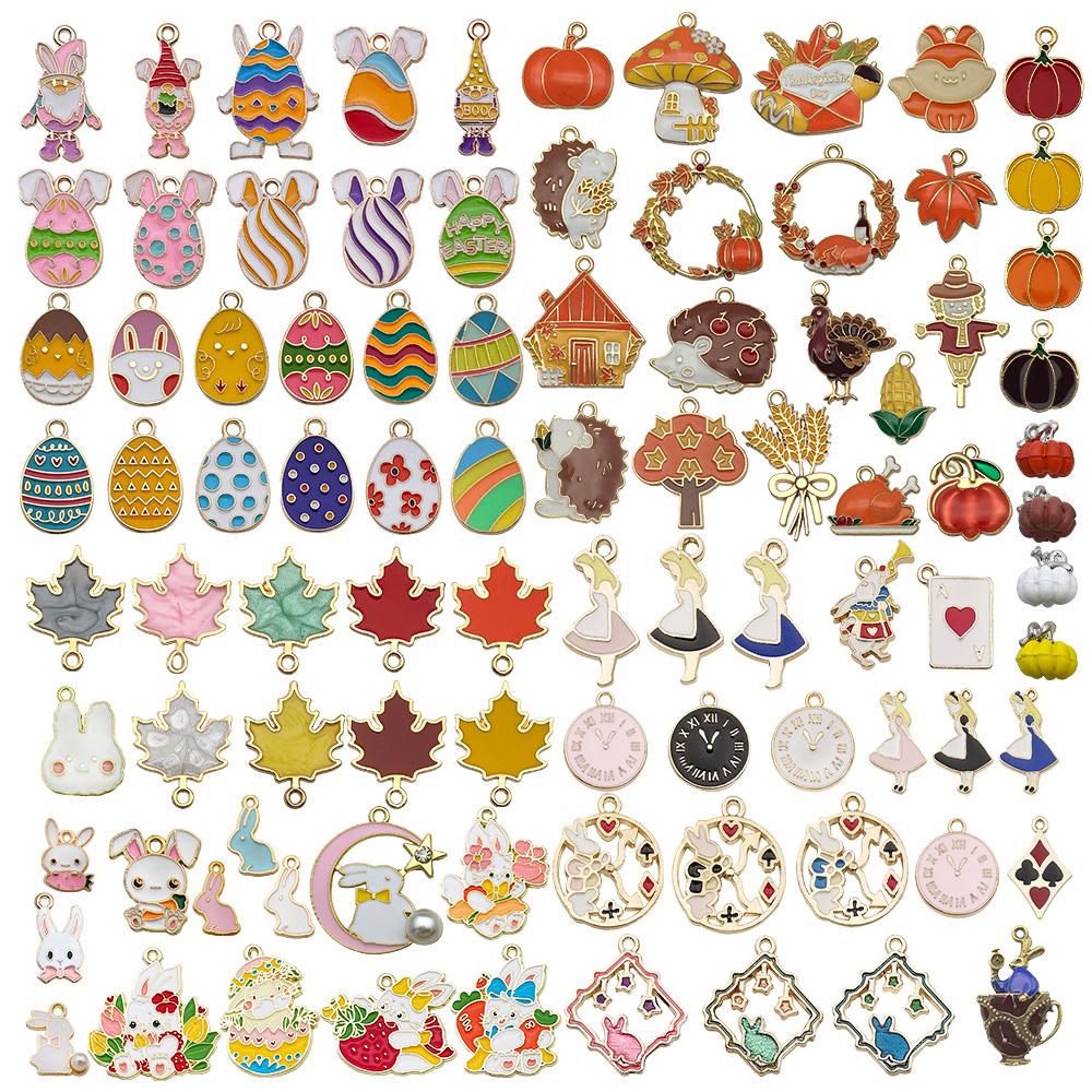 

Festive Keychains: Easter Bunny, Thanksgiving Maple Leaf, Pumpkin & More DIY Jewelry Pendants Easter Oil Drop Series