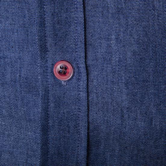 Men Shirt Solid Color Single-breasted Spring Autumn Plaid Patchwork Slim-fitting Jeans Shirt for Office