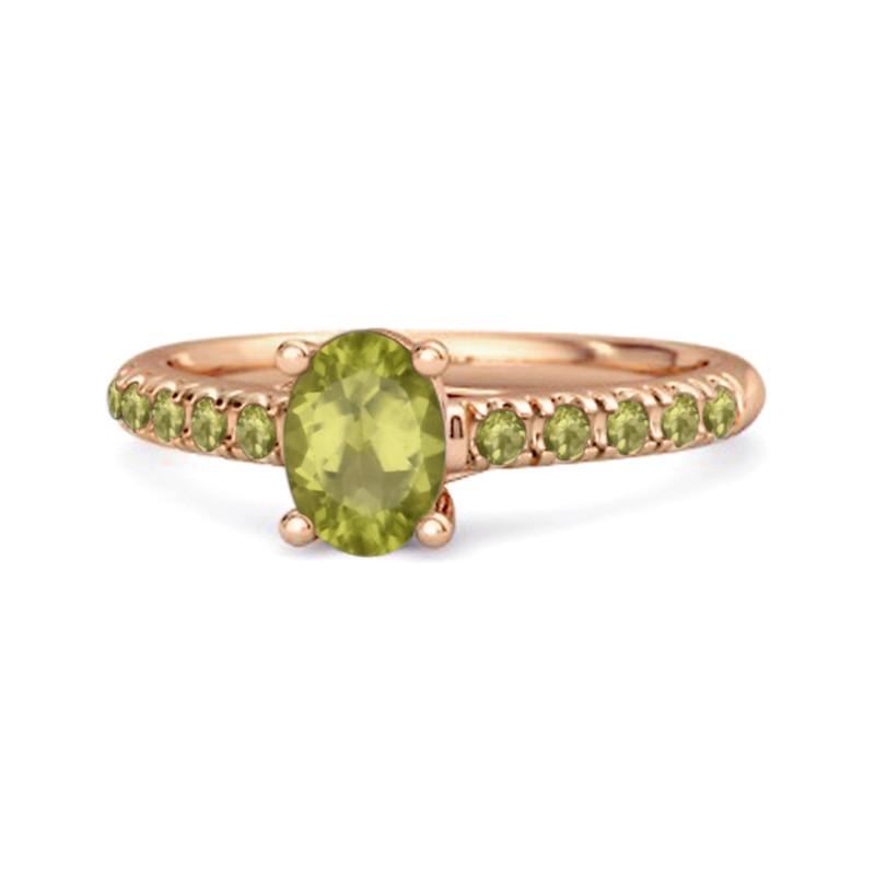 

Peridot Pavé Band Classic Statement Ring - Sterling Silver Rose Gold Vermeil 10 рожевий колір золота