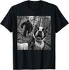 Boston Terrier Bigfoot Selfie Funny Sasquatch Photobomb Dog T-Shirt