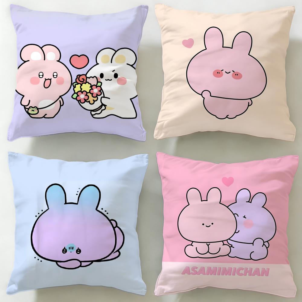 virtual character Asamimichaan Asleep Cushion Cover Soft & Easy-Wash Pillow Case – Versatile for Couch, Bed, Travel and Office