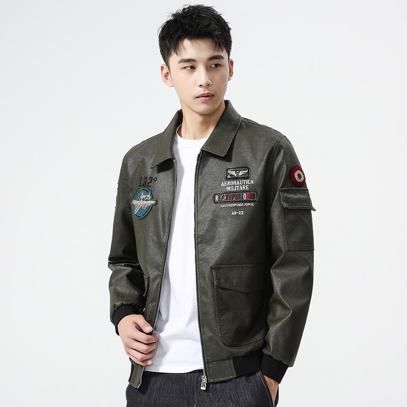 Jachetă de piele Trendy și Arătoasă Jachetă de piele de primăvară și toamnă Modă stradală Versiune coreeană Slim Retro Jachetă de motociclist