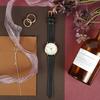 Jyullieoseu Wsb021 Mother-Of-Pearl Round Women'S Leather Watch + Free Bracelet