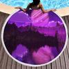 Purple Dreamy Scenery Print Round Beach Towel,Polyester Sand Resistant Beach Blanket,Absorbent Quick Dry Pool Towel Picnic Mat